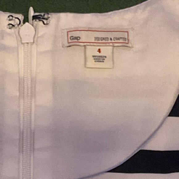 Gap Womens Blue White Horizontal Striped Midi Skirt Pockets Size 4 Like New - Picture 2 of 8